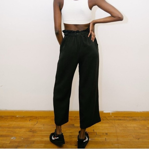 Back‎ Beat Rags Co | Black Tencel Paperbag Wide Leg Easy Pants Medium Silky - Picture 2 of 12